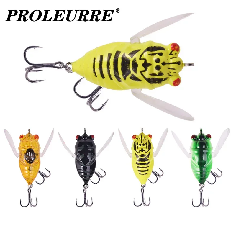 

1 Pc Topwater Popper Fishing Lures 4.8cm 6g Soft Cicada Wing Insect Wobblers Tackle Plastic Artificial Bait for Bass Catfish