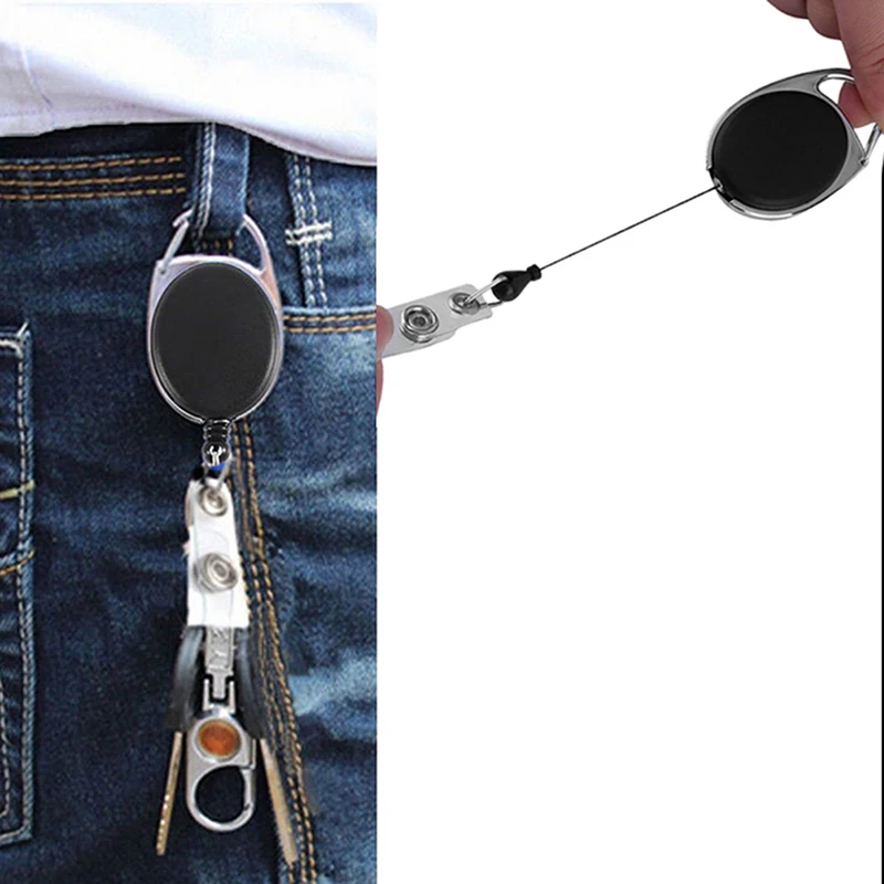 

Retractable Reel Recoil ID Badge Lanyard Name Tag Key Card Holder Belt Clip