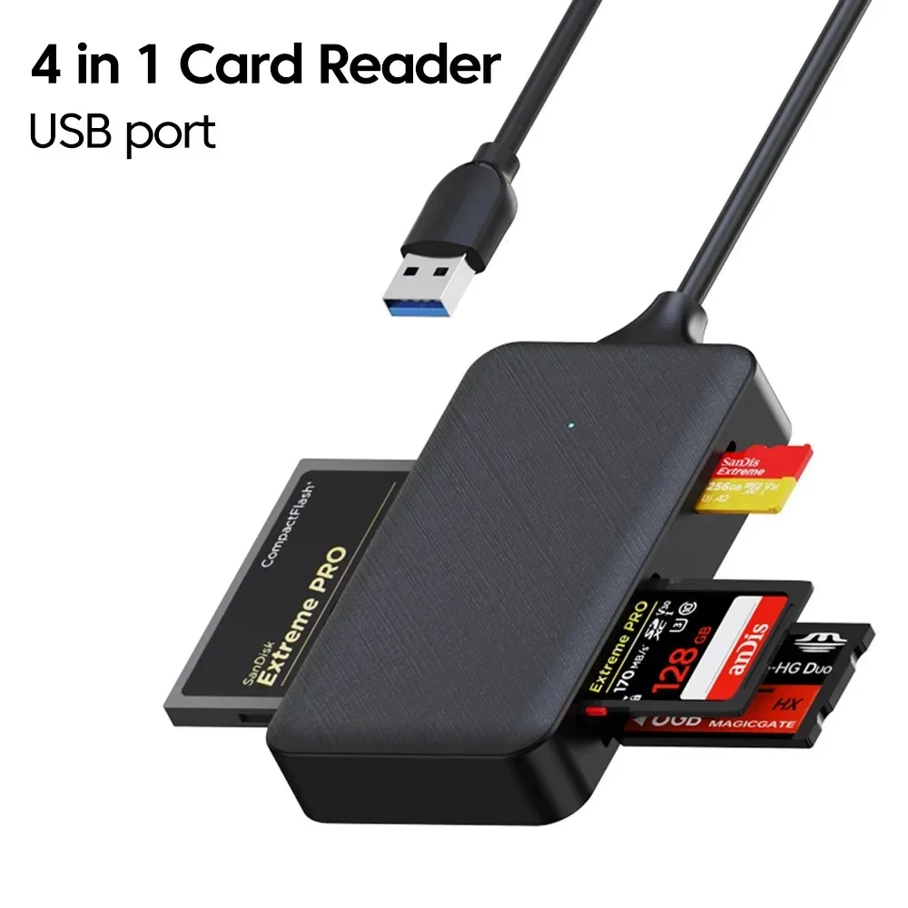 Type-C/USB 4 in 1 Card Reader, Multi Memory Card Reader for CF SD TF MS Card, Camera Photo Video Reader for Laptop Phone Tablet