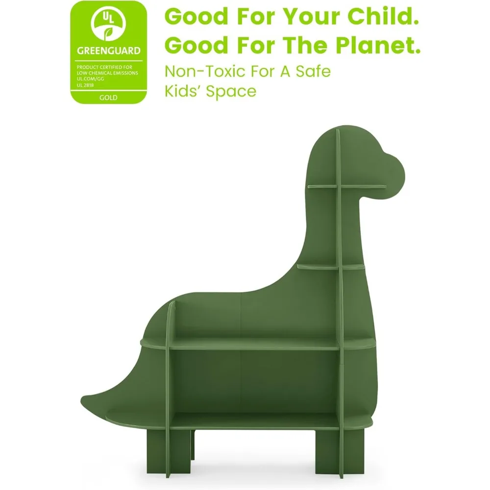 Delta dinosaurus anak-anak Bookcase - Greenguard emas bersertifikat, pakis hijau