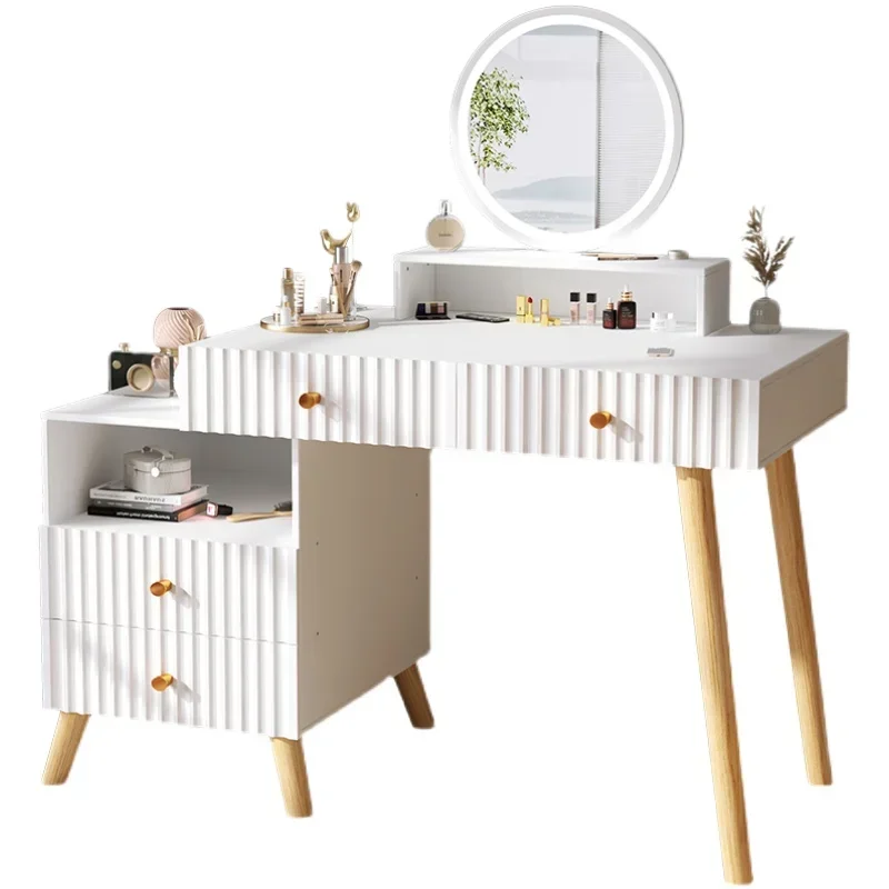 

Mirror Chair Led Dressing Table White Bedroom Multifunctional Nordic Dressing Table Classic Bedroom Furniture