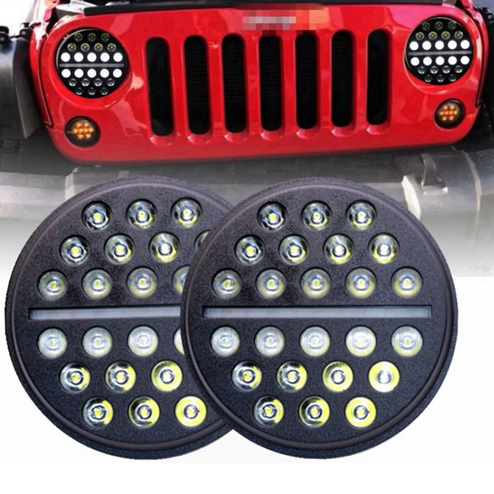 

2pc Car 7Inch LED Headlights White DRL Parking Light For Jeep Wrangler CJ-5 CJ-7 TJ LJ JK JKU Rubicon Sahara Hummer Accessories