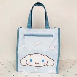 Sanrio Handbag Cinnamoroll Kuromi Hello Kitty Melody Double-layer Tote Bag Large Capacity Student Handbag Storage Organizer Bags