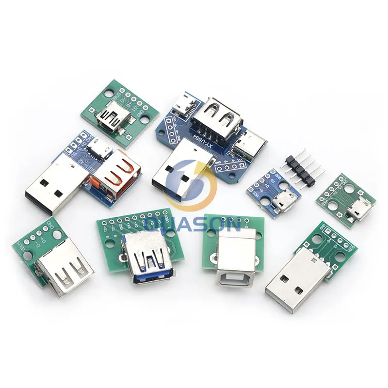 1PCS USB Male Connector / MINI MICRO USB to DIP Adapter female connector 2.54 Connector B Type-C USB2.0 3.0 Female PCB Converter