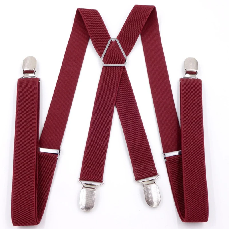 Solid Color Suspenders Braces With Clips For Women Men Adult X Back Adjustable Elastic Large Size Tirante Trousers Strap Bretele