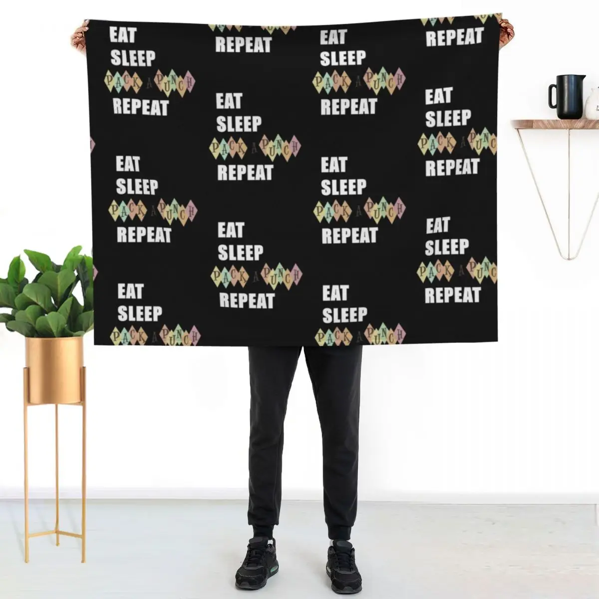 Eat Sleep Upgrade Repeat Throw Blanket Thins Plaid on the sofa blankets and throws for babies Blankets