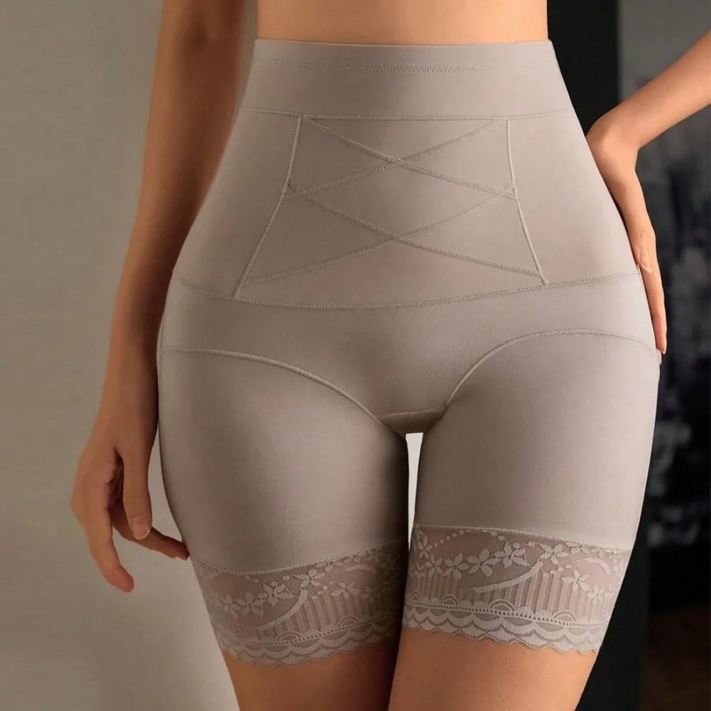 Crossed Waistband Seamless Safety Shorts High Waist Tummy Control Body Shaper Panty Non-Visible Belly Compression Boxers
