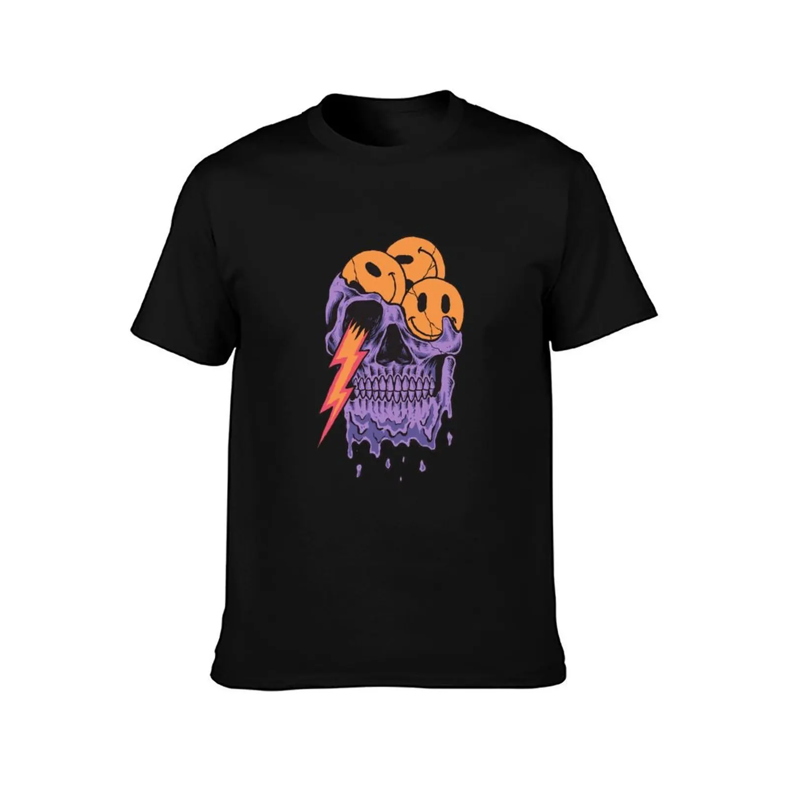 Smiley Emoji Faces In Skull With Lightning T-Shirt clothes boys animal print oversized t shirts for men