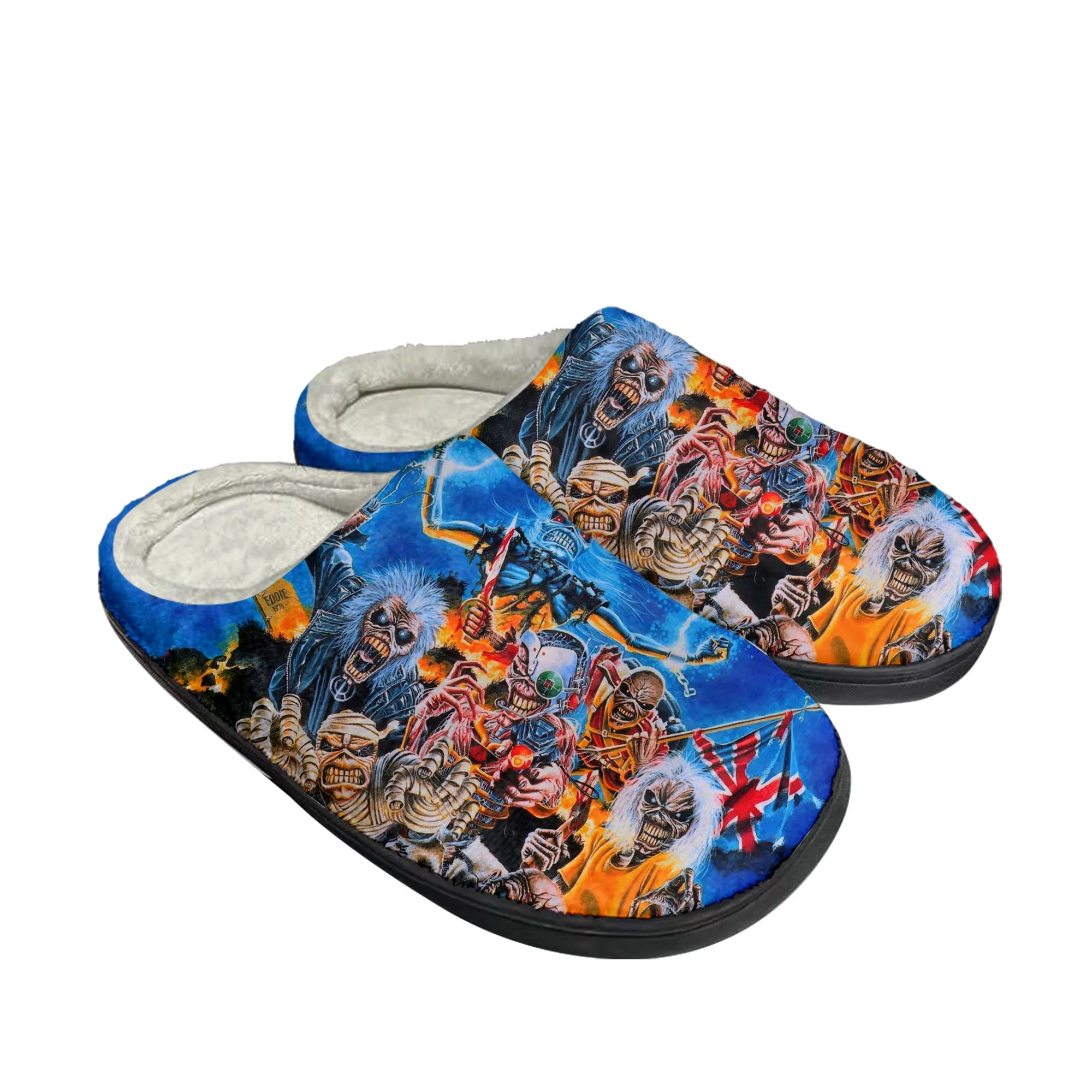 Maidens Heavy Metal Rock Band Singer Music Iron Home Cotton Slippers Mens Womens Plush Bedroom Keep Warm Shoes  Customized Shoe