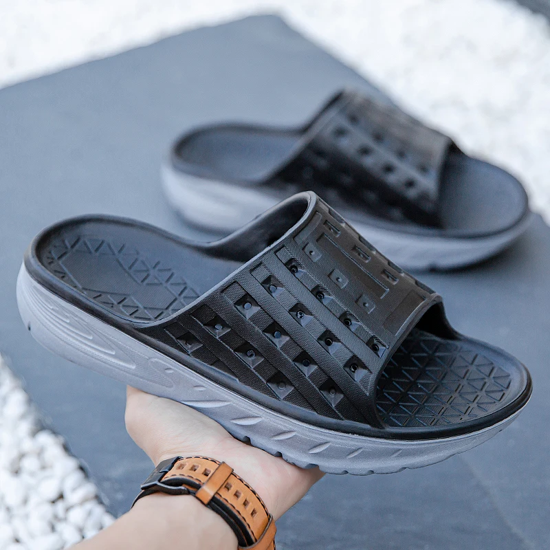 Men Thick Cushioned Platform Shower Slides Clogs Quick Dry Anti‑Slip Open Toe Sandals for Bathroom Pool Beach Indoor & Outdoor