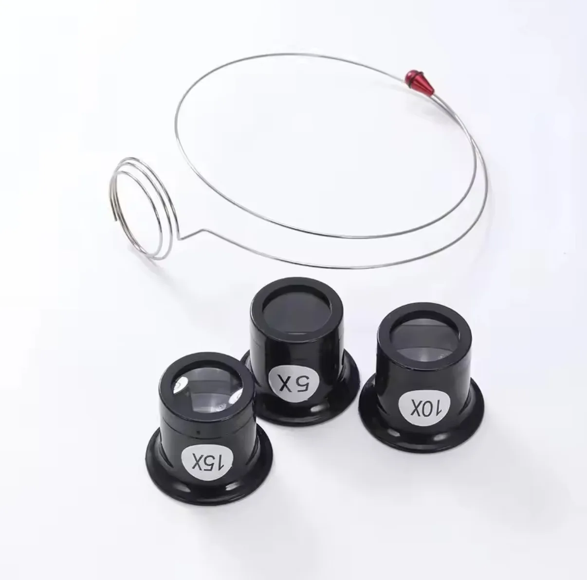 4in1/5X 10X 15X Magnifying Glass Clip on Magnifier for Watchmaker Jewelry Watch Repair Tools