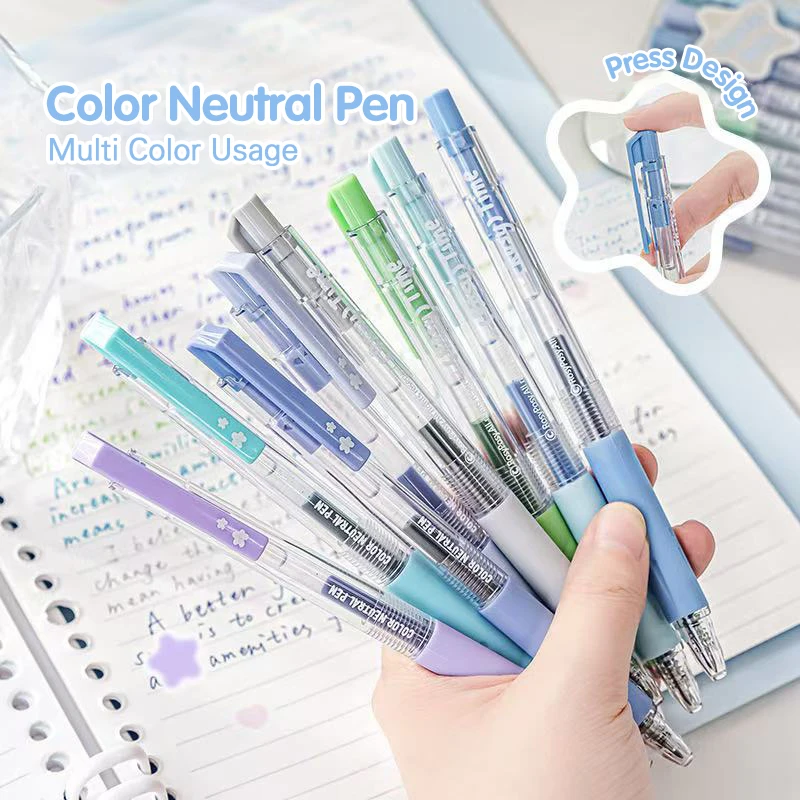 8PC Press the Neutral Pen with 8 Colors for Students to Draw Colored Hand Pens Set of Colored Pens