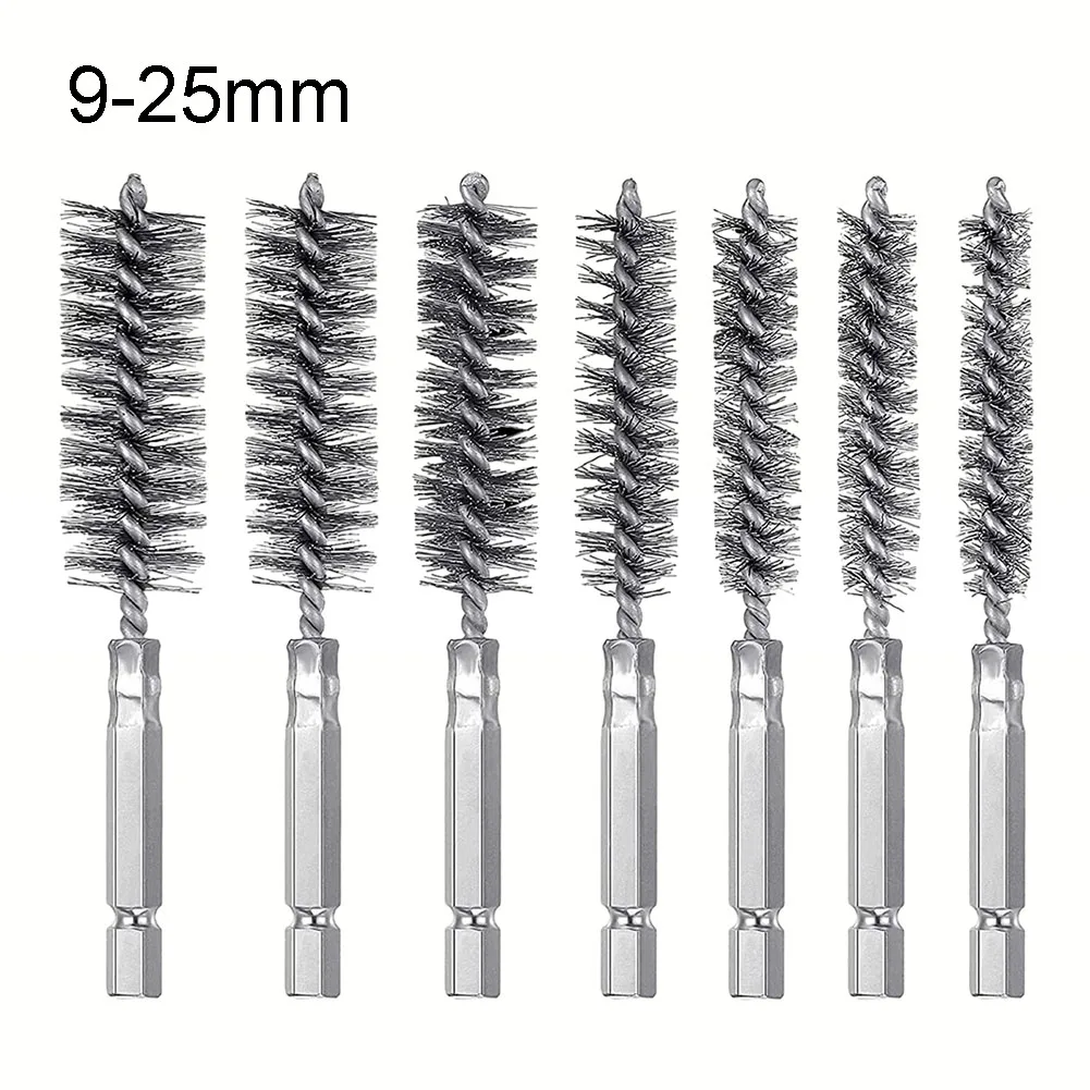 1pcs 9-25mm Wire Tube Machinery Cleaning Brush Rust Cleaner Washing Polishing Tools For Woodworking Hand Tool