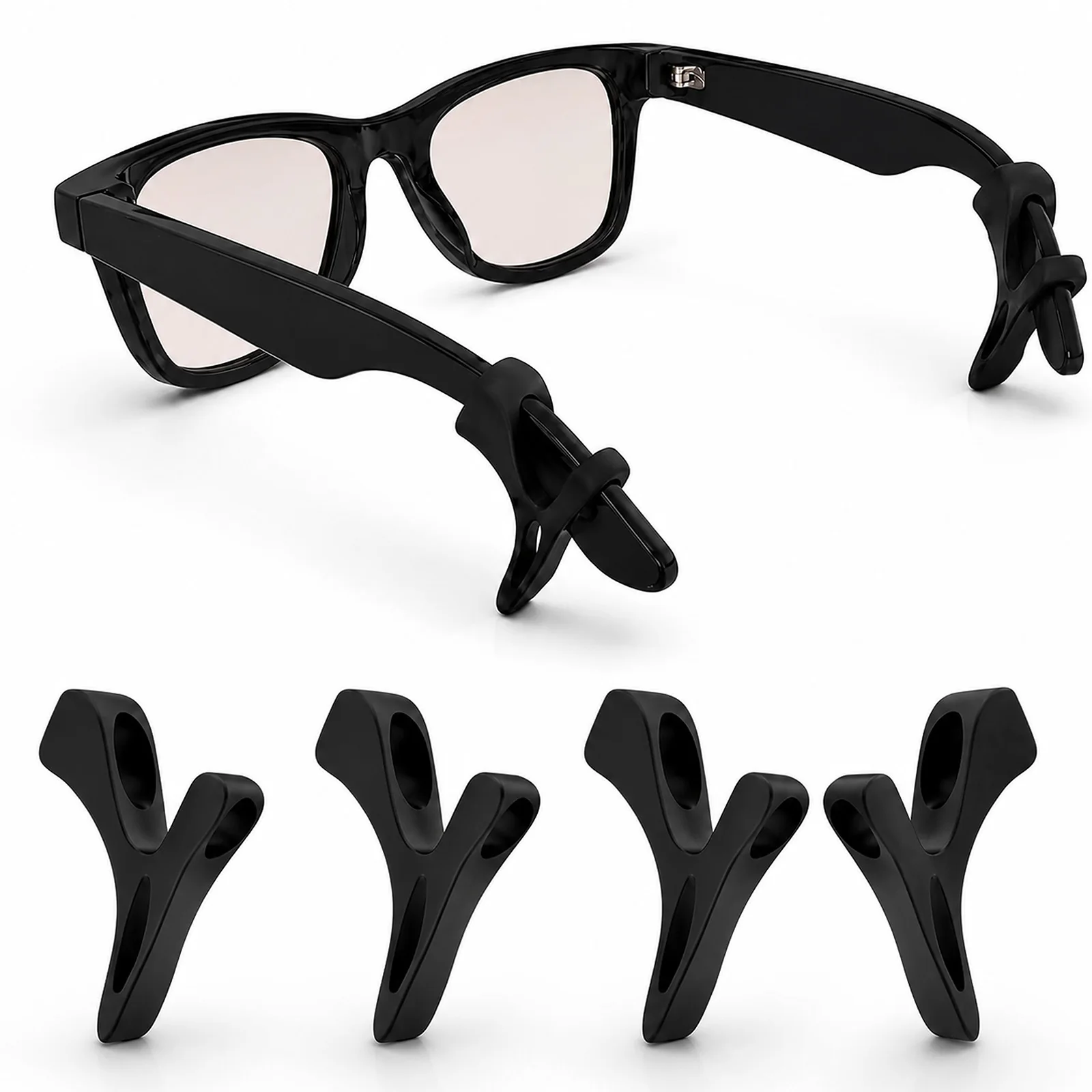 4pcs Compatible with Ray-Ban Meta Smart Glasses, Easy Install, Reinforced Grip, Adjustable Silicone Eyeglass Ear Grips