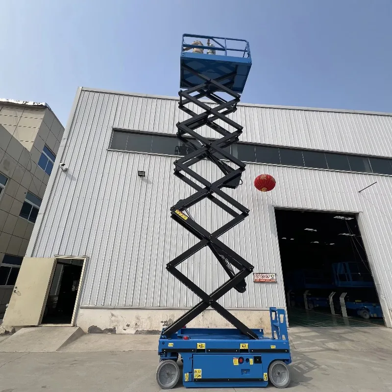 Automatic Walking Scissor Lift Lifting Platform Low Price Self Propelled 4-14m Work Platform Mini Wheel Type Scissor Lift