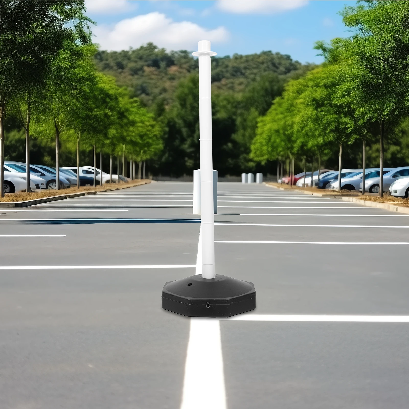 

Traffic Safety Barrier Warning Post Elastic Column Fillable Base Queue Barrier Parking Cone Driveway Guard Sturdy Material
