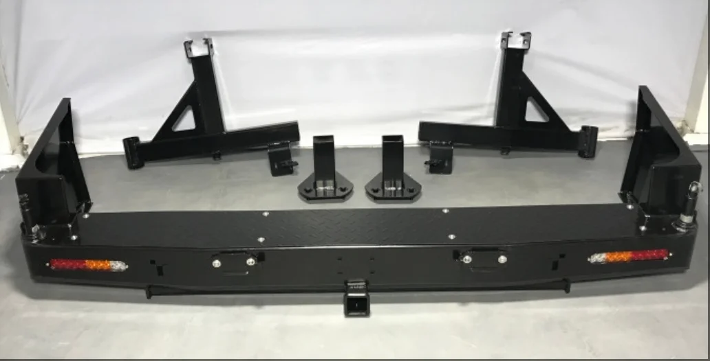 TOP Brand New Steel Off-Road Rear Bumper Spare Tire Carrier Fuel Tank Bracket Includes Fog Light for Nissan Patrol Y61 1998-2015