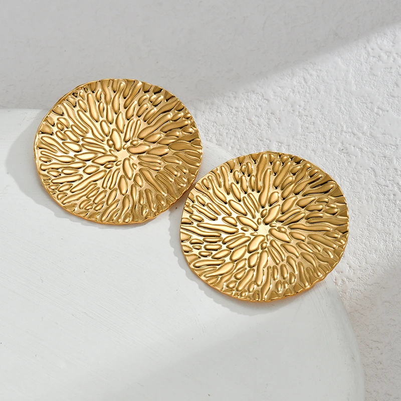 Multiple Styles Retro Exaggerated Earrings 14K Gold Plated Flower Irregular Stainless Steel Stud Ear For Women Jewelry Gifts