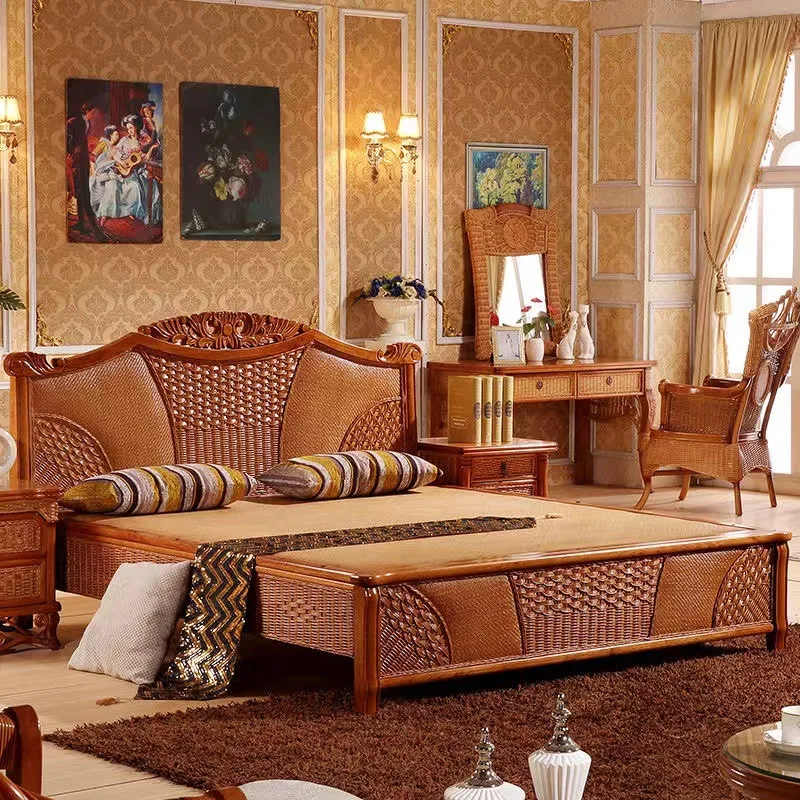 

Indonesian rattan furniture, , solid wood , rattan art , double bed, single bed,