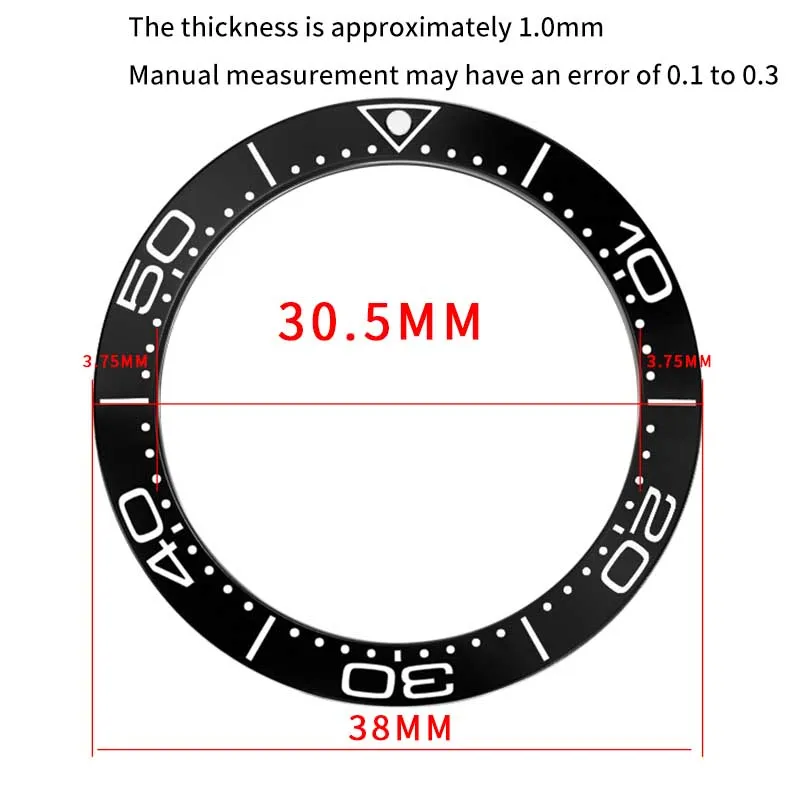 MOD 38mm * 30,5 MM negro azul pendiente aluminio verde cuentas luminosas inserto de bisel para la serie Omega Seamaster 300 210,32