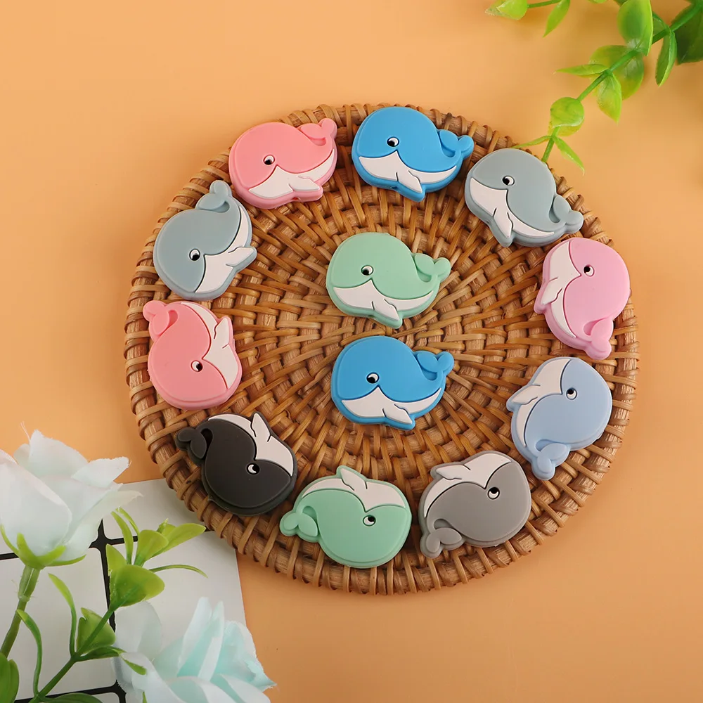 

5 шт. силиконовые бусины в форме кита для изготовления ювелирных изделий DIY цепочка для соски ювелирные аксессуары подвески для браслета