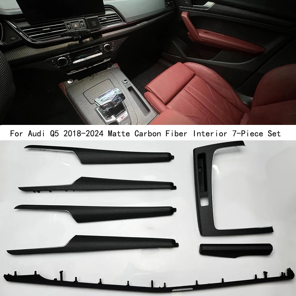 For Audi Q5 RSQ5 2018-2024 True Carbon Fiber Interior, Gear Panel Center Console Modification 7-Piece Set