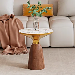 Light Luxury Designer Side Table Slate Modern Minimalist Round Corner Table Living Room Scandinavian Small Coffee Table