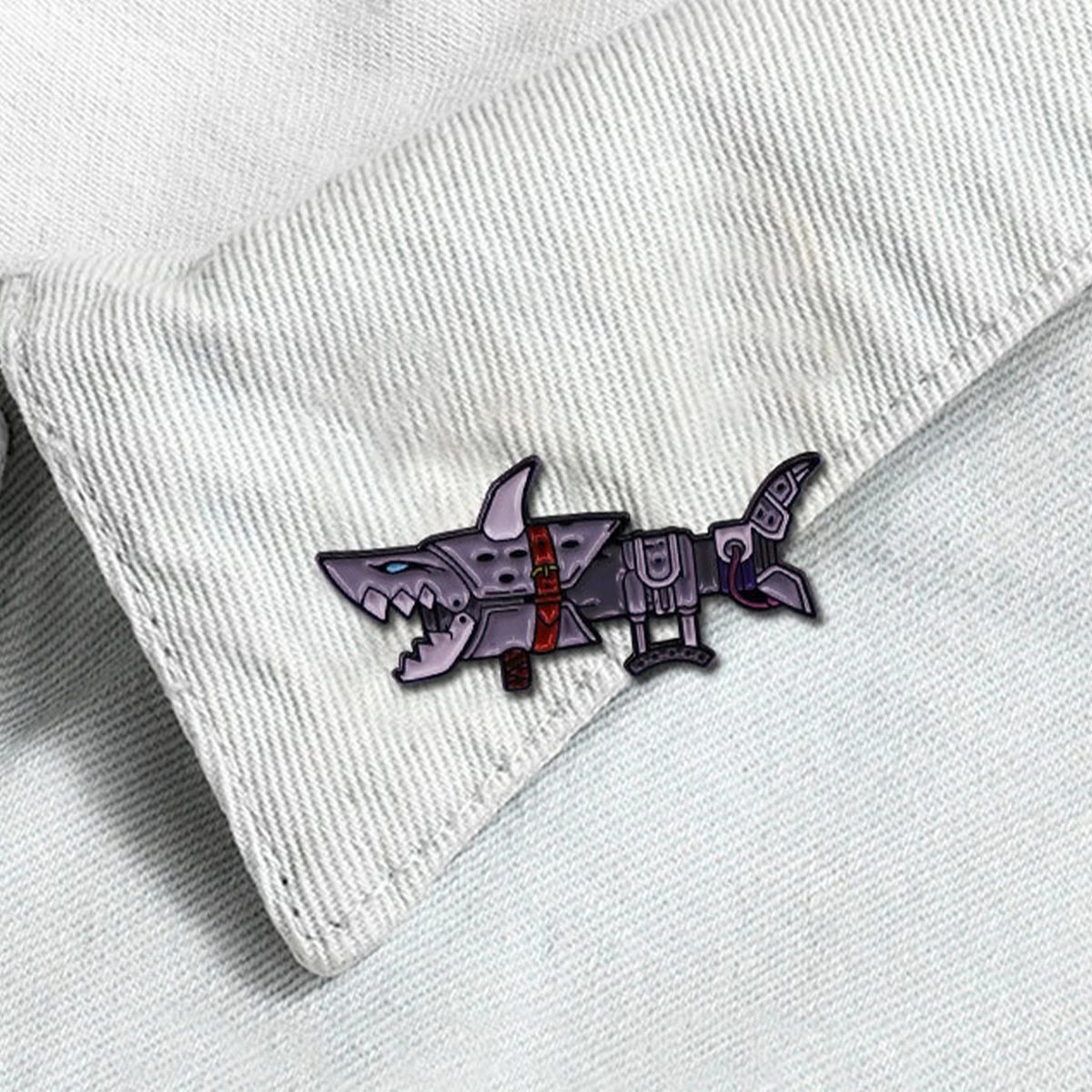 Harong Jinx Shark Gun Enamel Pins Brooch for Men Women Cute Movie Lapel Lanyard Coat Bag Badge Accessories Gifts