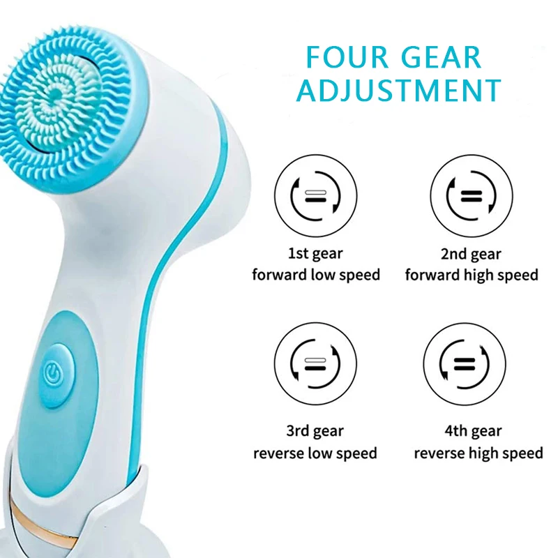 2 in 1 Sonic Silicone Facial Cleansing Brush Electric Vibration Face Cleaner Blackhead Pore Removal Skin Care Tool - view 6