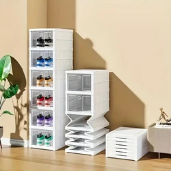 1pc foldable shoe cabinet, with 1/2/3/6/9 floors, sports shoe storage box with door, suitable for bedrooms, entrances