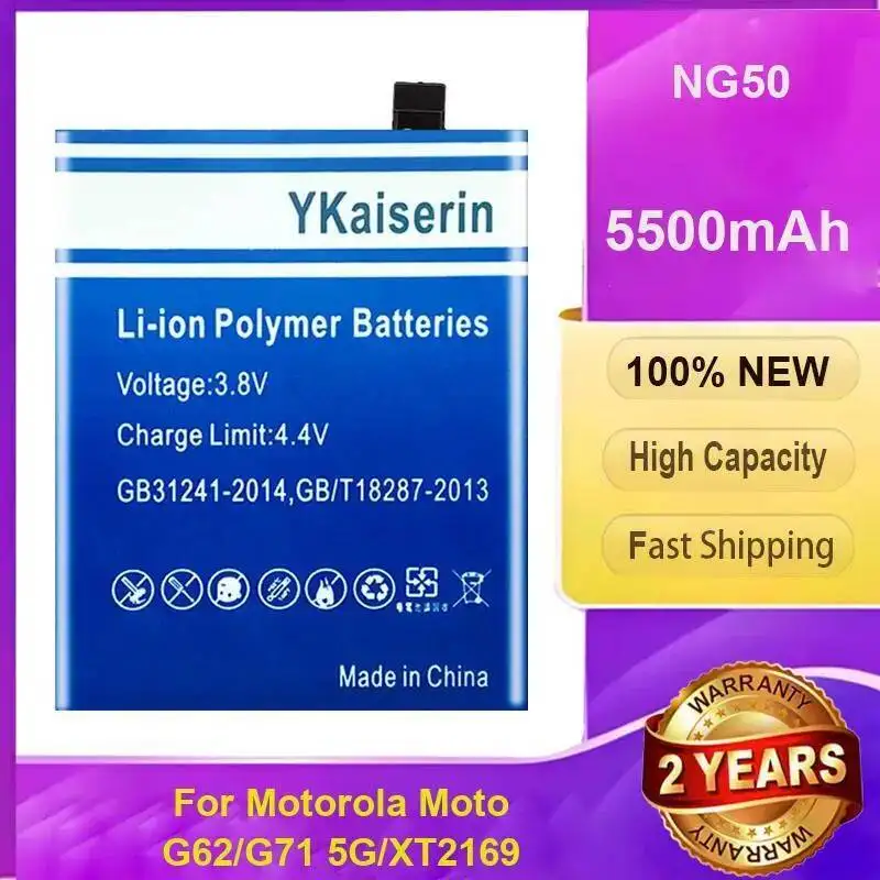 

5500Mah Mobile Phone Battery Prolonged Performance NG50 For Motorola Moto G62 G71 5G XT2169