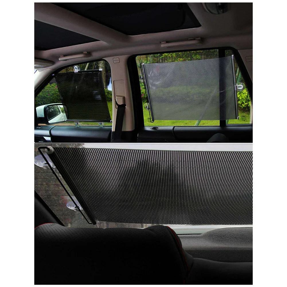 BMBY-2X Sunshade Roller Blackout Suction Cup Blinds Curtains For Living Kitchen Office Car Window Free-Perforated Curtain A