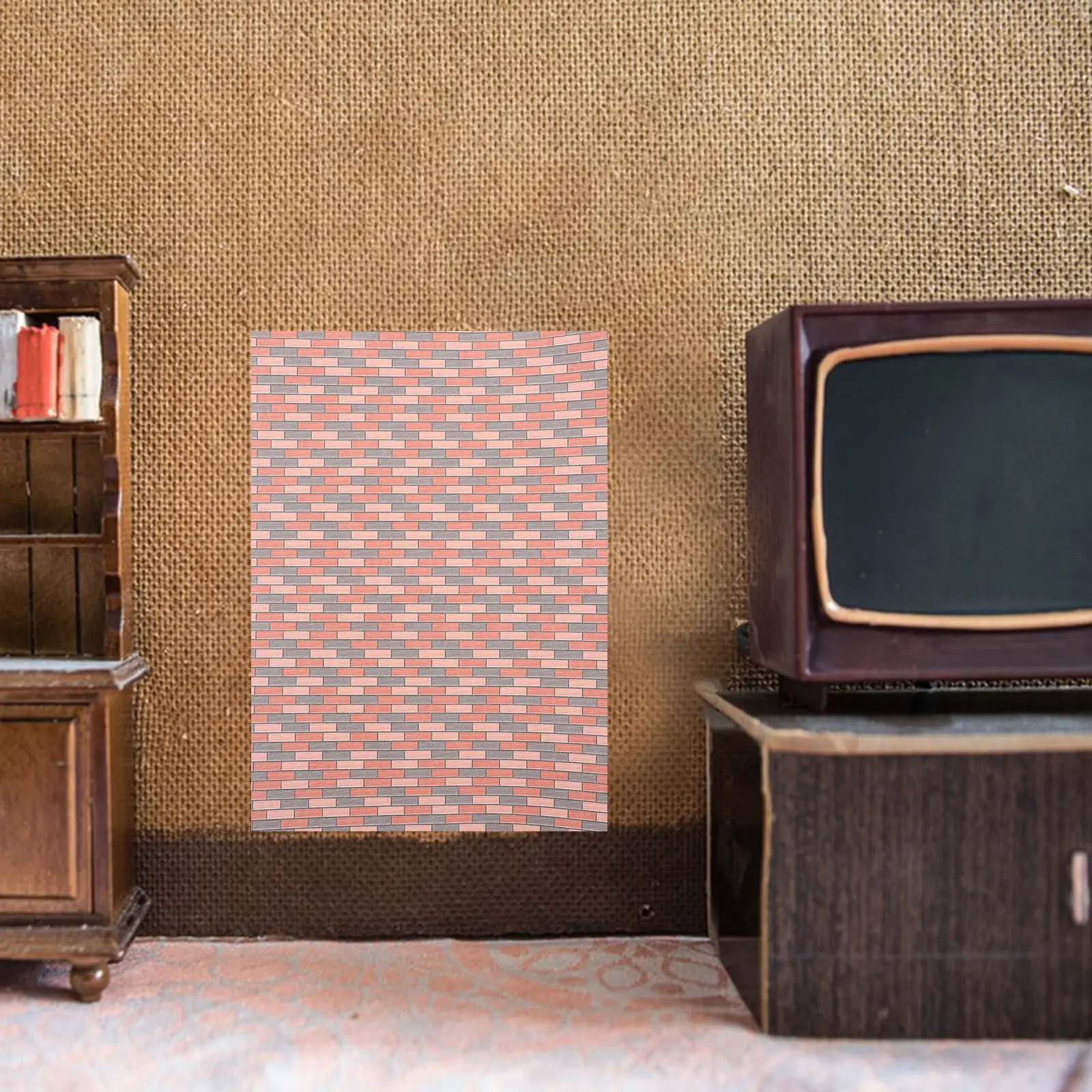 

2Pcs A4 Miniature Dollhouse Wall Decals Peel and Stick Realistic Brick Stone Texture Removable Easy Install for Kids Room Decor