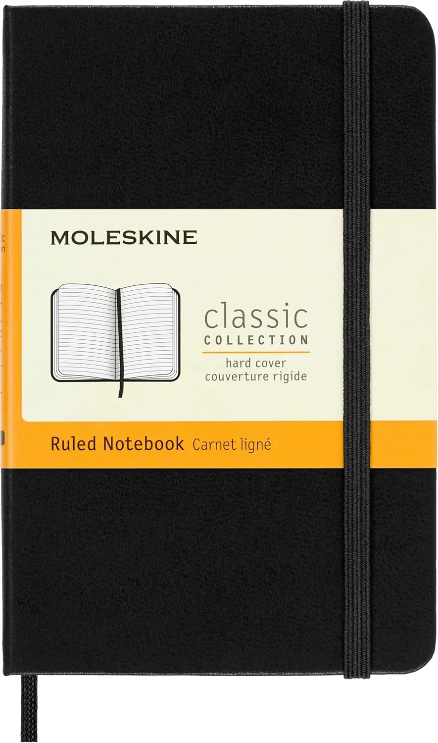 

Classic Notebook Hard Cover Pocket Size 3.5x5.5 Inches Ruled Lined 192 Pages Black