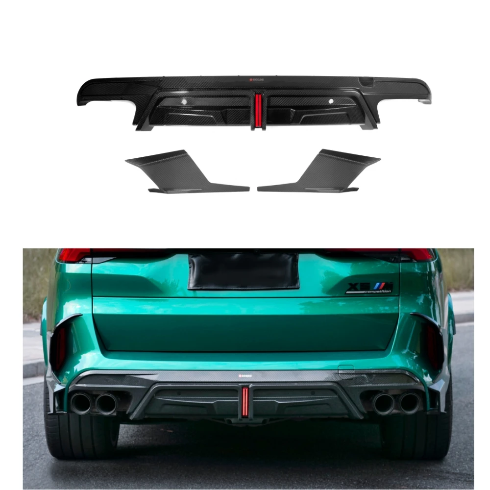 

NEW Dry Carbon Fiber SQ Style Rear Diffuser With LED Light Fit for BMW X5M F95 F95 LCI 2020+ Rear Bumper Diffuser