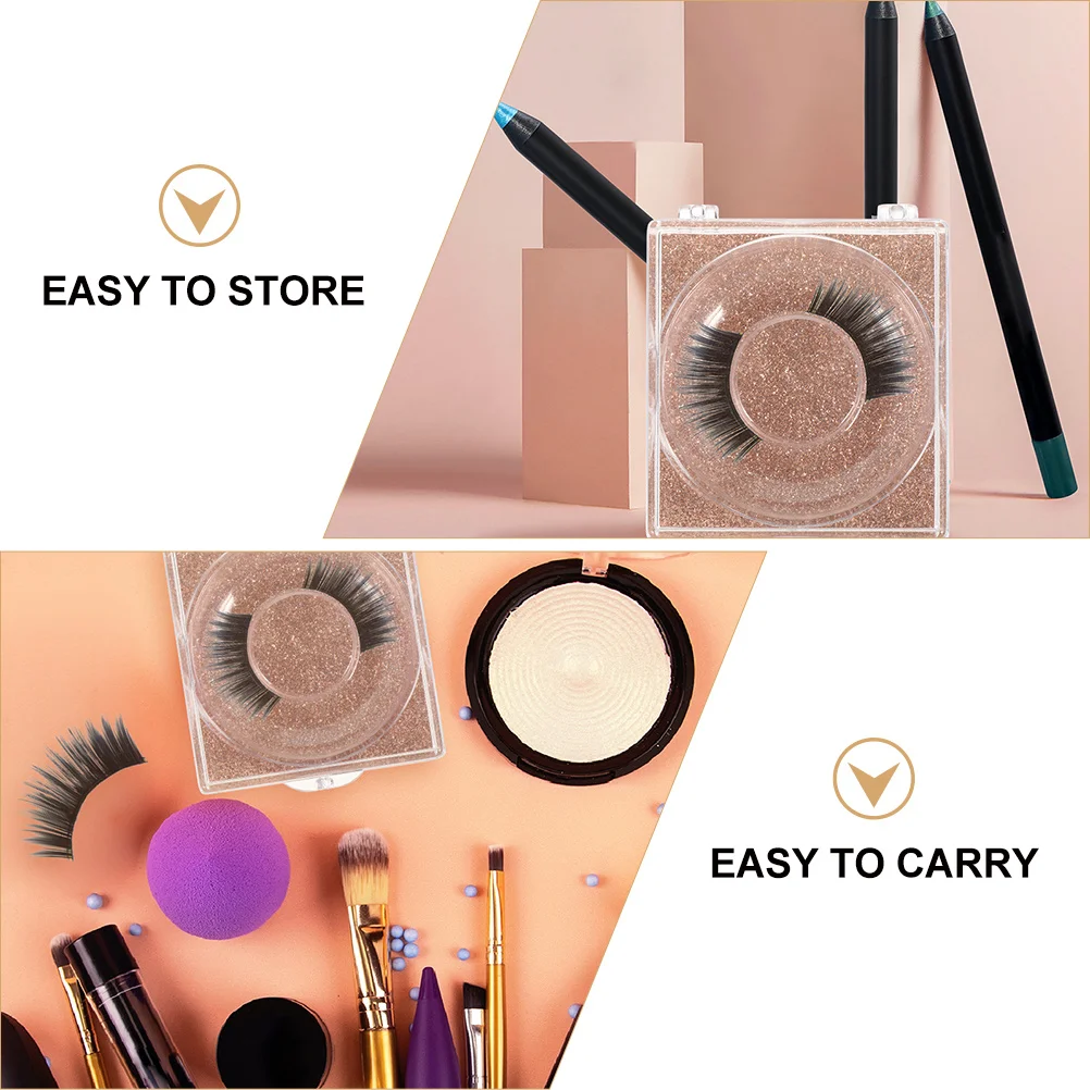 Boîte de rangement transparente pour faux-cils, 12 pièces, avec Base brillante, étui d'emballage vide pour faux-cils, support sécurisé, étui en plastique pour cils