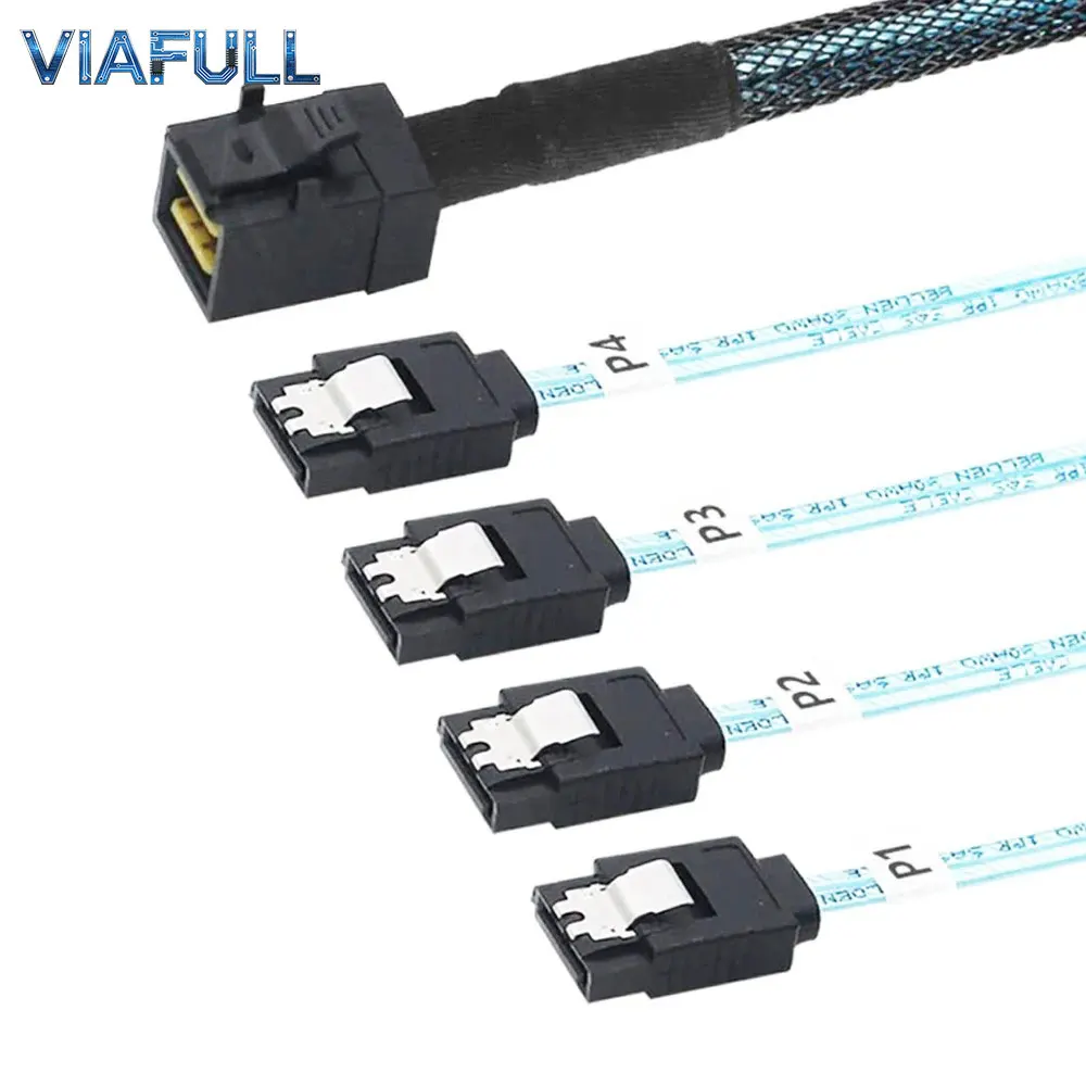 SFF-8643 to 4 SATA Breakout Cable, Mini SAS HD to 4 Port SATA, 0.5M 1M, for Server Backplane RAID Controller