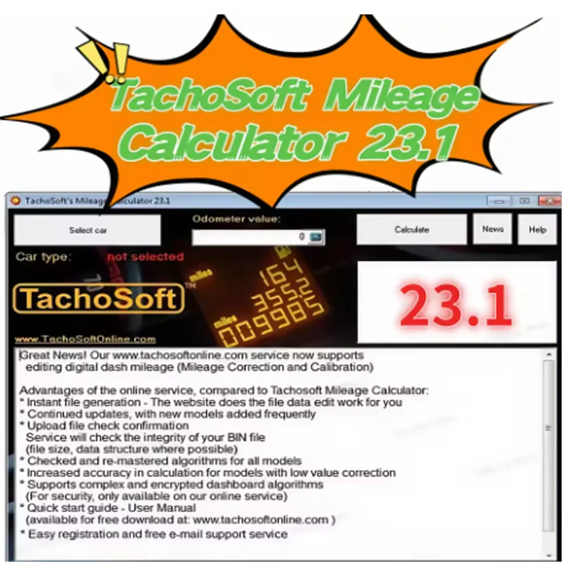 

TachoSoft Mileage Calculator 2025 Latest Version - Counter Calculation Software with License Digital Odometer Calculators
