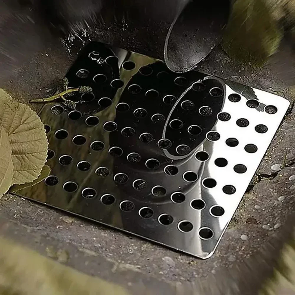 

1pc 15cm*15cm Square Shap Floor Drain Grate 304 Stainless Steel Square Drain Cover Outdoor Bathroom Hair Filter Leaf Guard
