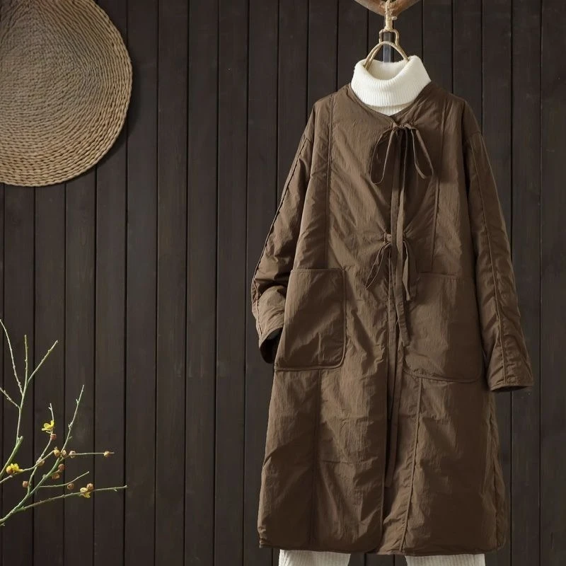 

Модная пуховая хлопковая женская новая теплая куртка средней длины в корейском стиле с карманами и белой утиной хлопковой легкой теплой курткой длиной до колена