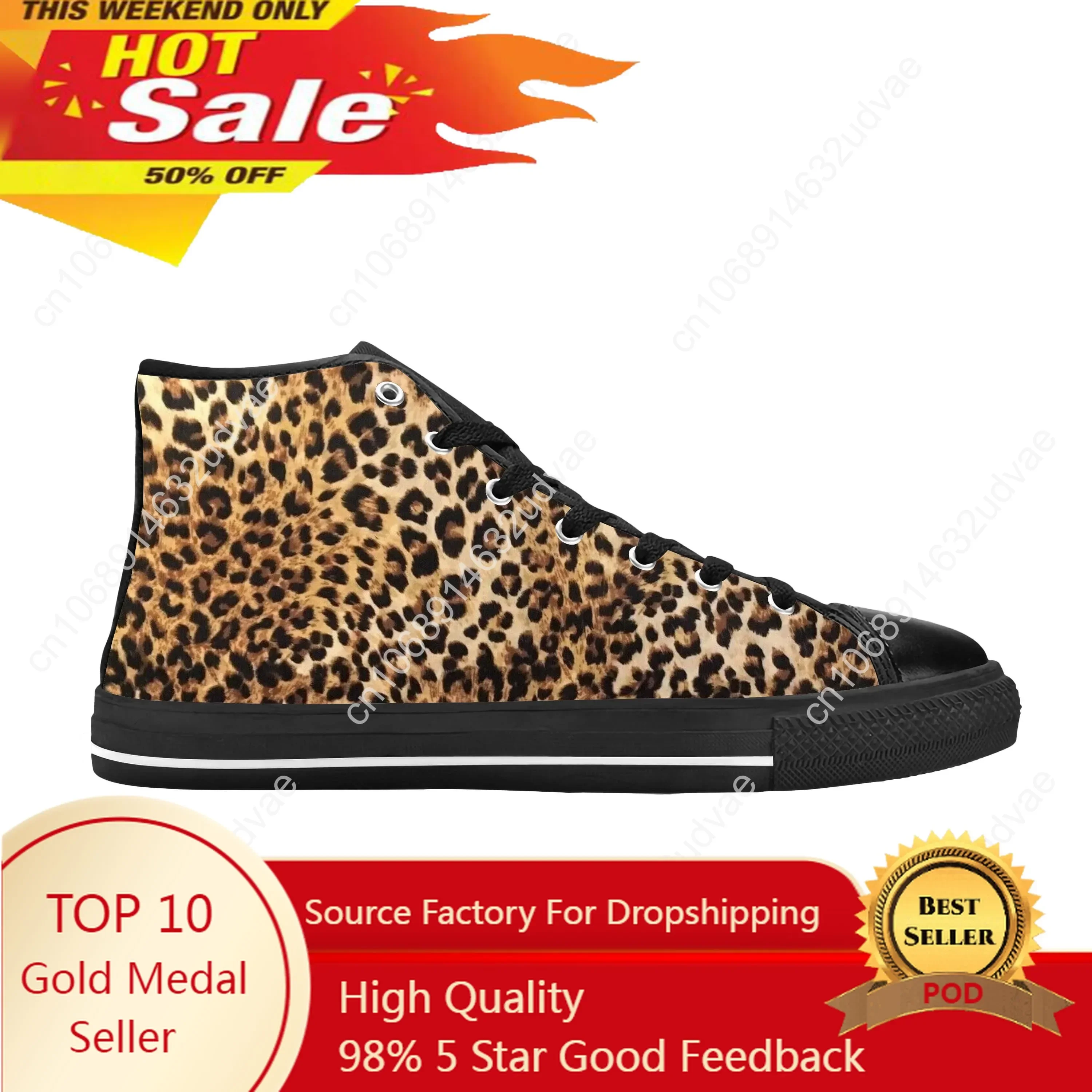 

Animal Panther Leopard Print Skin Pattern Fashion Casual Cloth Shoes High Top Comfortable Breathable 3D Print Men Women Sneakers