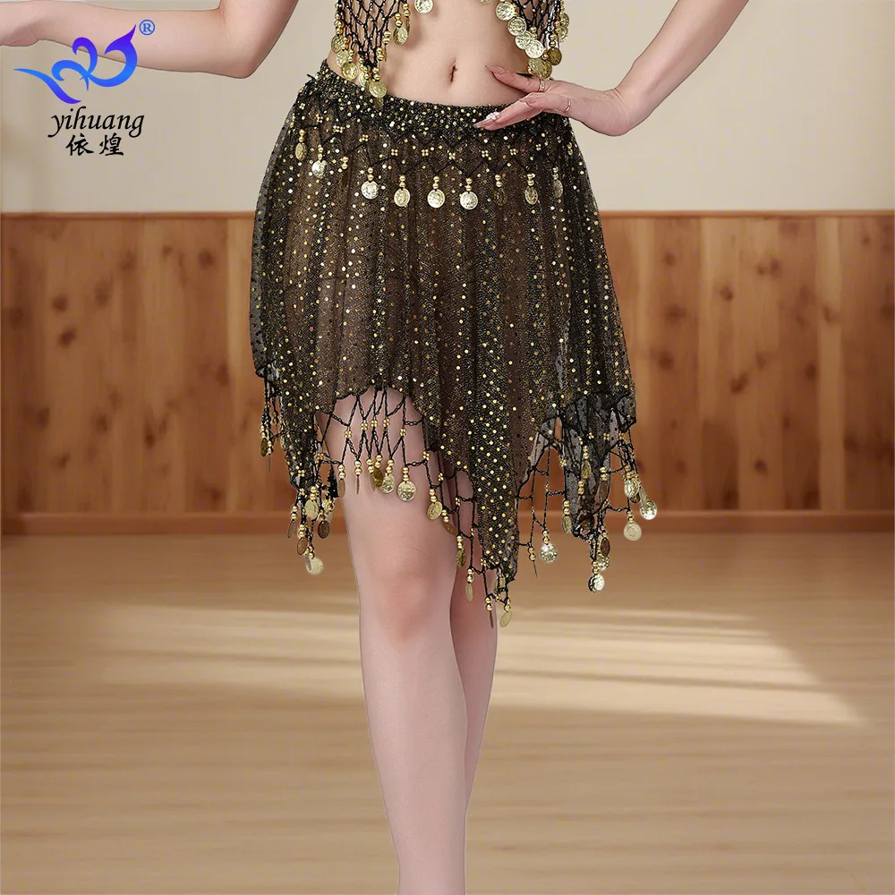 1개/세트 여성 패션 벨리댄스 짧은 치마 여성용 스팽글 코인 벨리댄스 공연용 치마