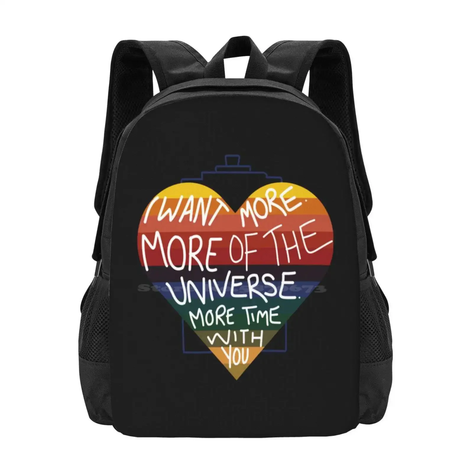 

More Time With You Thasmin Heart Quote Thirteen Police Box Hot Sale Schoolbag Backpack Fashion Bags Thasmin Thirteenth Doctor