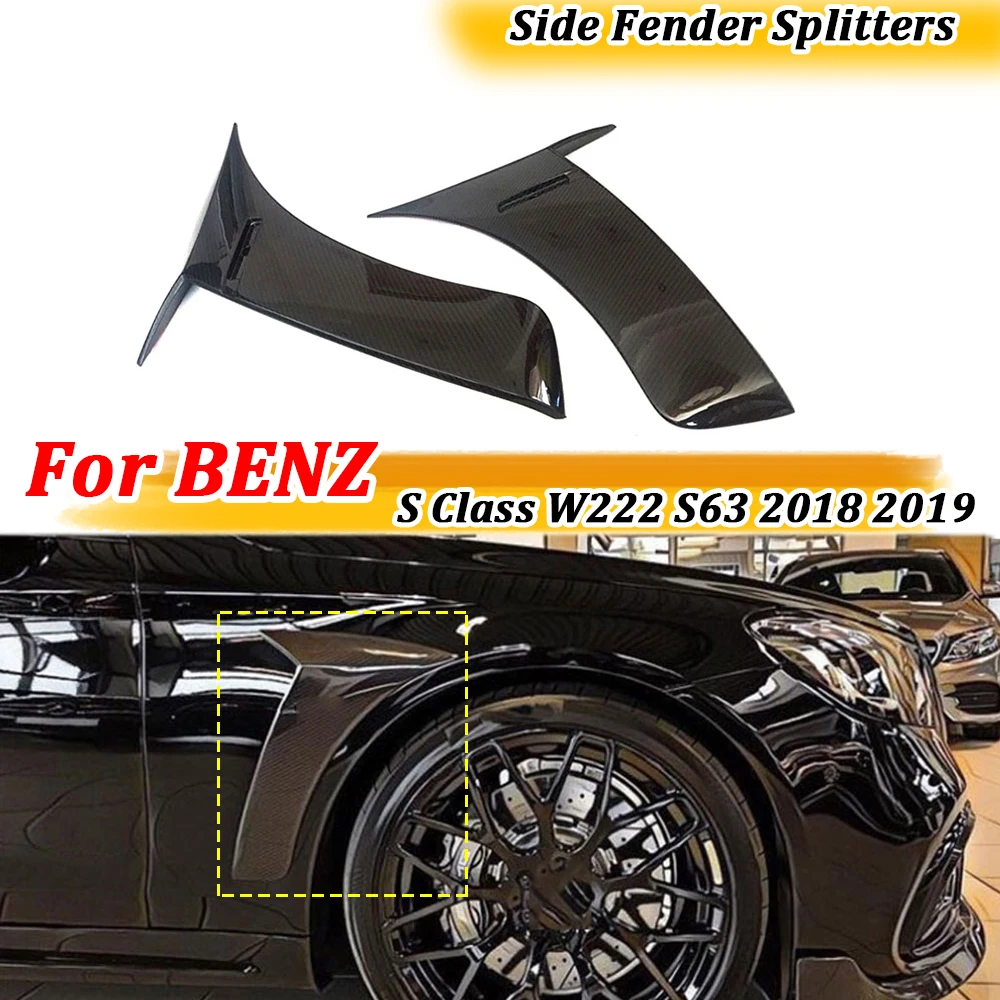 Carbon fiber for Mercedes Benz S Class W222 S63 S65 AMG 2018 2019 Front Bumper Side Fender Fins Canards Splitters Moulding Trims