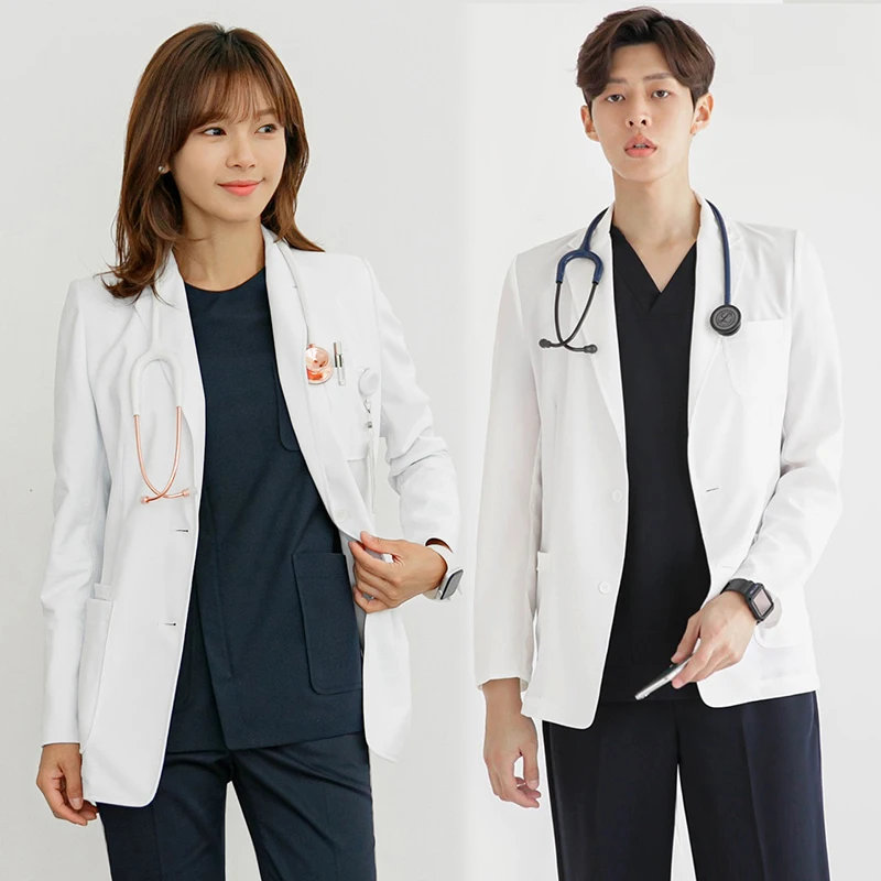 

Unisex Lab Coat Long Sleeve Suit Jacket Doctor Work Uniform Winter Outerwear Polyester Material Medical Hospital Lab Coat