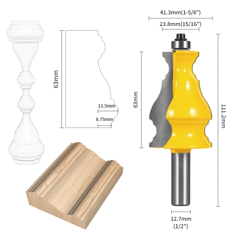 Yusun Handrail Bit Specialty Molding Router Bit Woodworking Milling Cutter For Wood Bit Face Mill End Mill Carbide Cutter