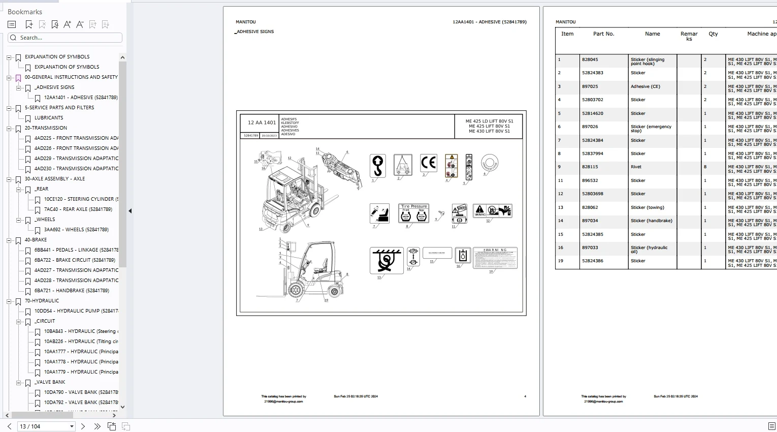 AutoDVD Manitou Forklift MC MC-X ME AETJ AET AETJL Series Service Operator Part Manual Update 2024