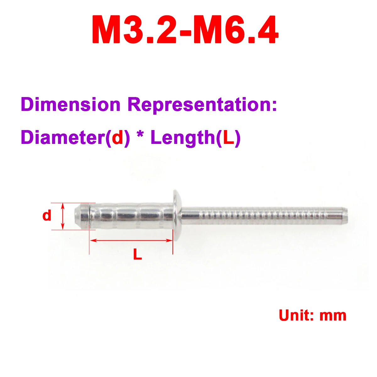 304 Stainless Steel Countersunk Head / Round Head Double Drum Type Core Pulling Rivets M3.2M4M4.8M6.4