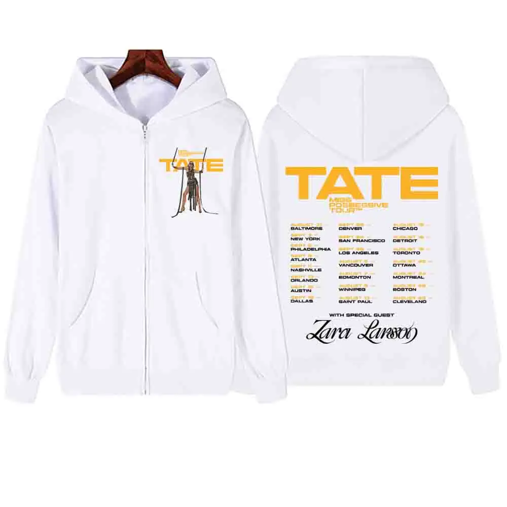 Tate mcra atasan Pullover ritsleting 2025 tur dunia postitch Miss postery Sweatshirt musik populer