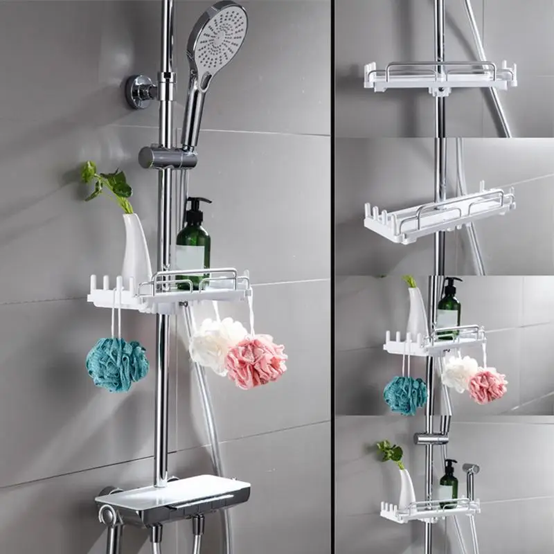 Shower Head Organizer Retractable Bathroom Shelf Shower Rack No Punching Shower Shelf Shower Hanger Organizer For Kitchen &